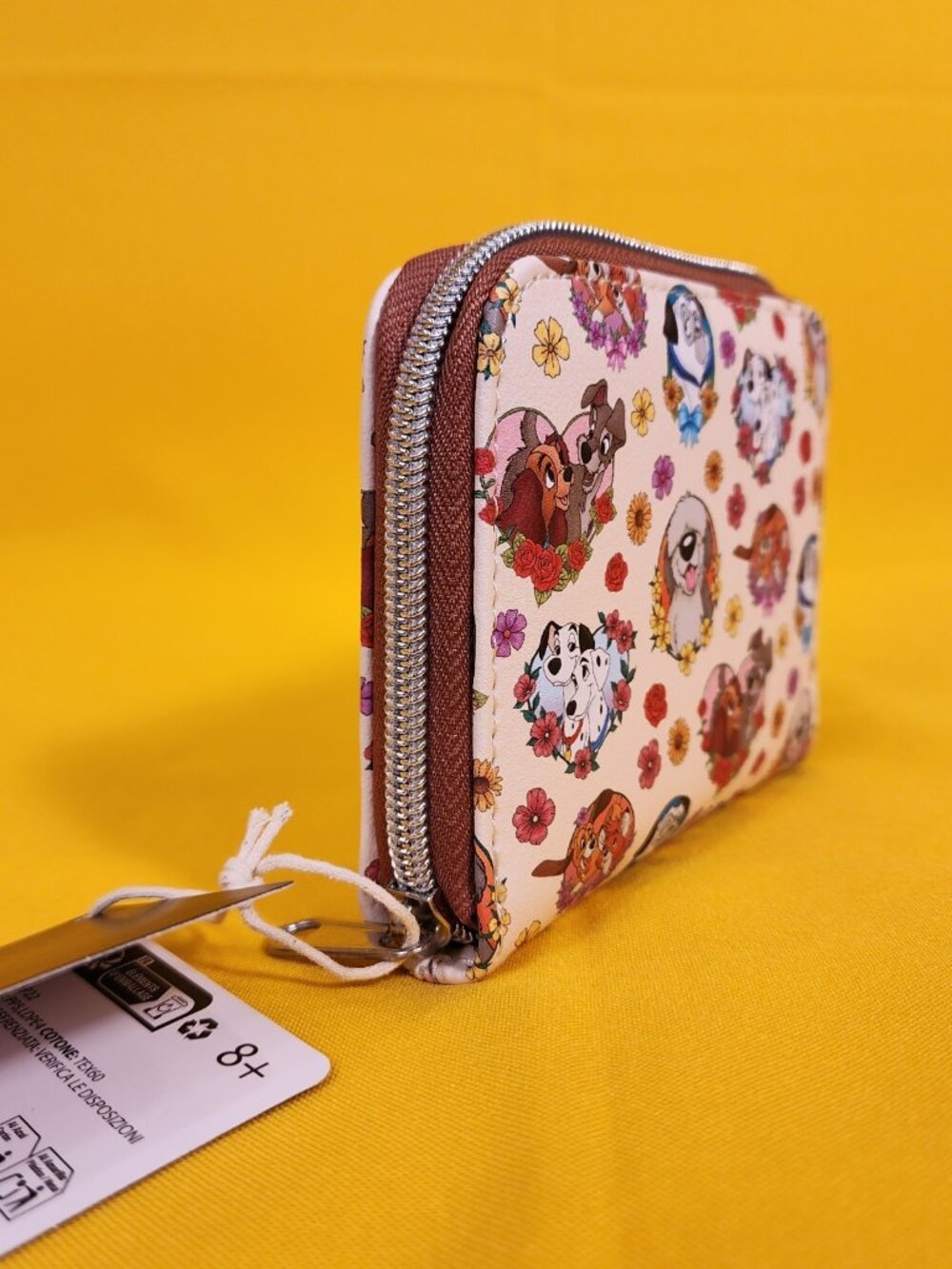 Loungefly Disney Dogs Portait Flower Hearts AOP Zip Around Wallet Soft Tag NEW - Picture 3 of 12